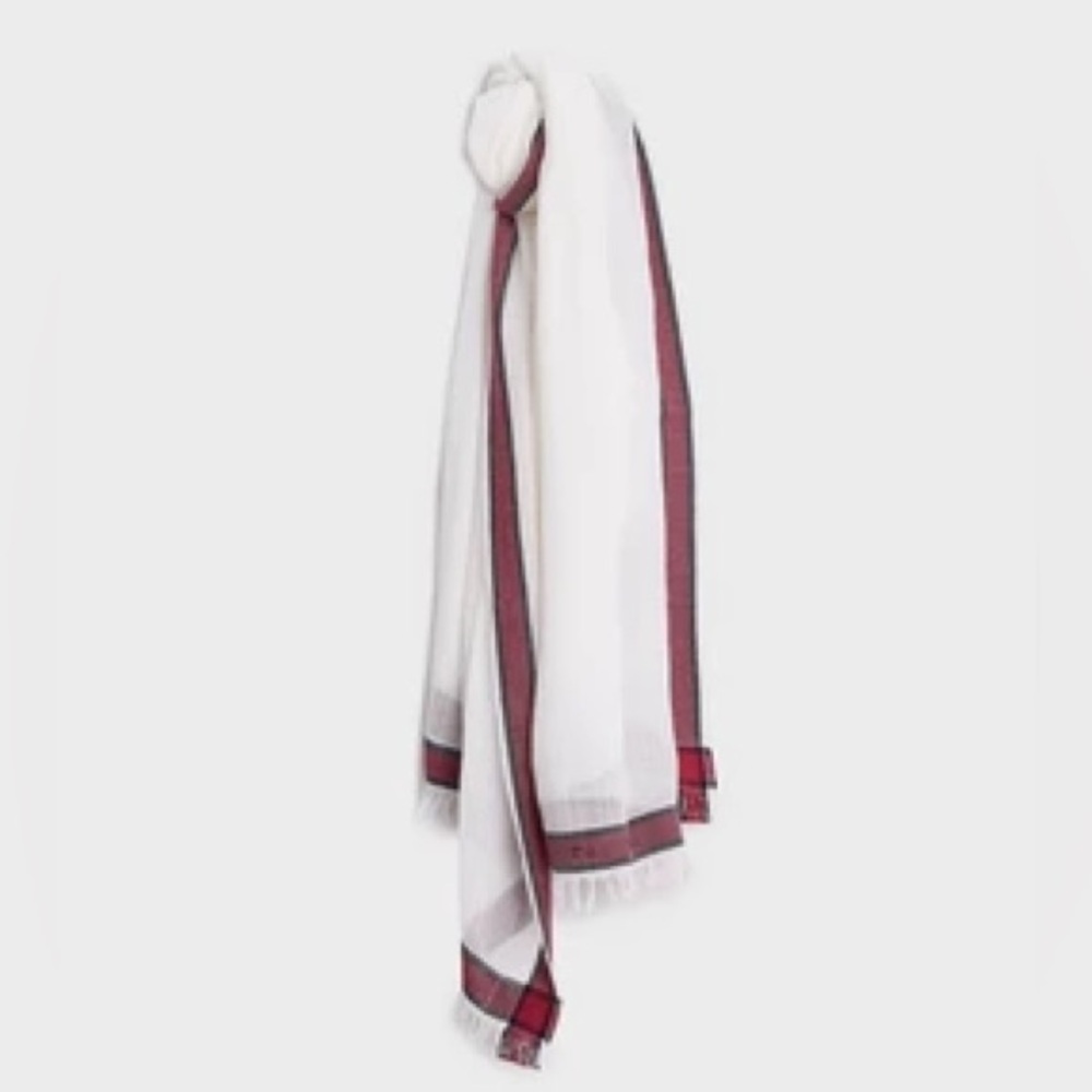 rag & bone Lance Logo Cotton Scarf NWT — Logo Cotton Wrap, Ivory/Red
